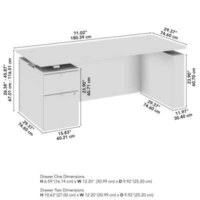 Bush Business Furniture Stratus 72"W Electric Adjustable Standing Desk with File Cabinet, Natural Elm (SUT008NE)