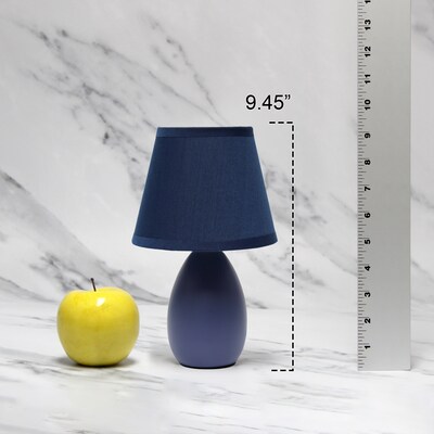 Creekwood Home Nauru 9.45" Traditional Petite Ceramic Oblong Bedside Table Desk Lamp, Blue, 2/Pack (CWT-2005-BL-2PK)