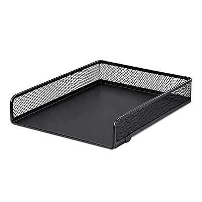 TRU RED Front-Load Stackable Metal Letter Tray – Desktop Paper Organizer for Office Files & Documents