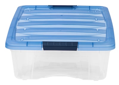IRIS Stack & Pull 26.9 Qt. Latch Lid Storage Box, Clear (100364)