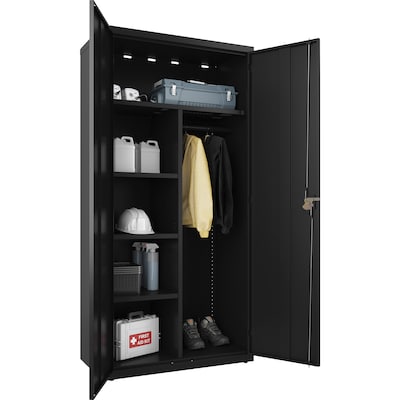 Lorell Fortress Series 72" Steel Wardrobe Cabinet, Black (LLR66966)