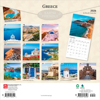 2026 BrownTrout Greece 12 x 12 Monthly Wall Calendar (9798330703548)