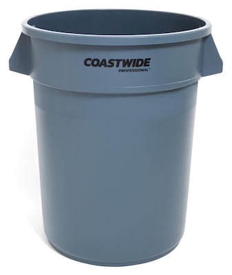 Coastwide Professional™ Plastic Trash Can with no Lid, Gray, 32 Gal. (CW50716)