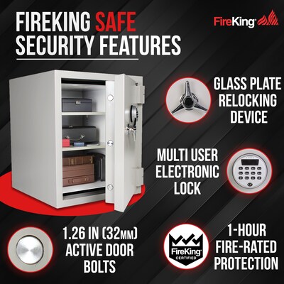 FireKing Fire-Rated Safe with 2-Adjustable Shelves, 3.6 Cu. Ft., White (KF2715-1WHE)