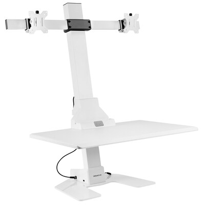 Mount-It! Electric Standing Desk Converter with Dual Monitor Mount, White (MI-7952WHT)