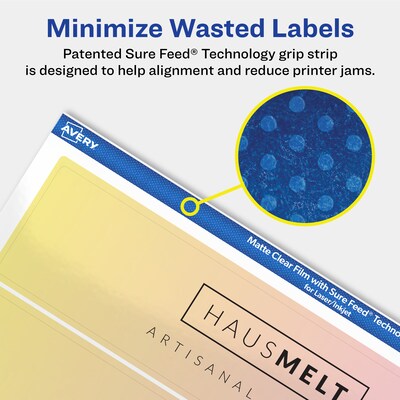 Avery Laser/Inkjet Rectangle Multipurpose Labels, 1-3/4" x 7-3/4", Clear, 50/Pack (94232)