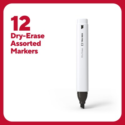 TRU RED™ Tank Dry Erase Markers, Chisel Tip, Assorted, 12/Pack (TR61454)