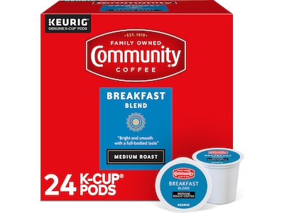 Community Coffee Breakfast Blend Keurig K-Cup Pod, Medium Roast, 24/Box (5000374324)