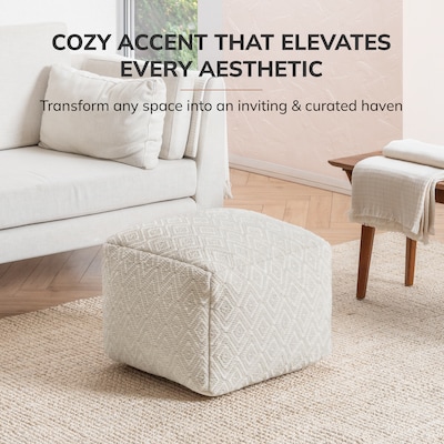 Anji Mountain Cherokee Ivory Fabric Rectangular Pouf Ottoman (AMBPF153-2014)