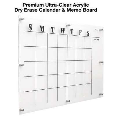 Excello Global Products Acrylic Dry Erase Board with Custom Printed Calendar, 30" x 20" (EGP-HD-0525)