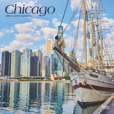 2025 BrownTrout Chicago 12 x 24 Monthly Square Wall Calendar, (9781975474645)