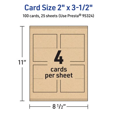 Avery Matte General Use Blank Cards, Kraft Brown, 100/Pack (95324)