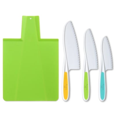 Tovla Jr. Kids Kitchen Knife & Cutting Board Set, Green (YH-70VJ-VYKY)