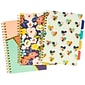 Carpe Diem Floral Love 5-Subject Subject Notebooks, 7.09" x 10", College Ruled, 100 Sheets, Assorted Colors, 3/Pack (9033-CD)