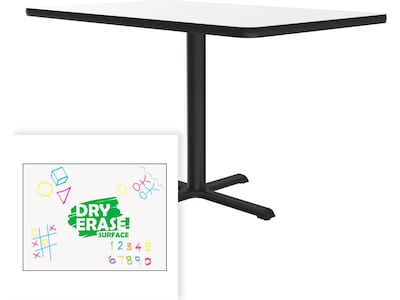 Correll Dry-Erase Markerboard Cafe Table, 30" x 42", Frosty White/Black (BCT3042DE-80)