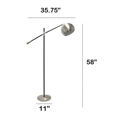 Lalia Home Black Matte Swivel Floor Lamp with Inner White Dome Shade (LHF-5015-BN)