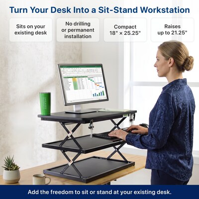 Uncaged Ergonomics Adjustable Standing Desk Converter with Keyboard Tray, Black (CDM)