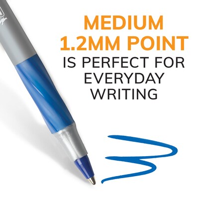 BIC Round Stic Grip Xtra Comfort Ballpoint Pens, Fine Point, Blue Ink, Dozen (13903)