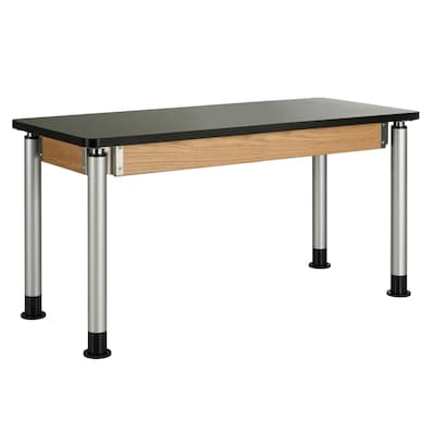 Diversified Woodcrafts Uplift! Hybrid ADA Rectangular Science Table, 54 x 24, Height Adjustable, Black/Oak (P8201K)