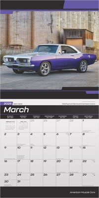 2025 BrownTrout American Muscle Cars 12" x 12" Monthly Square Wall Calendar (9781975479640)