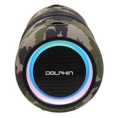 Dolphin Audio Wireless Bluetooth Portable Speaker with Accent Lights & FM Radio, Waterproof, Camouflage (LX-60 CAMO)