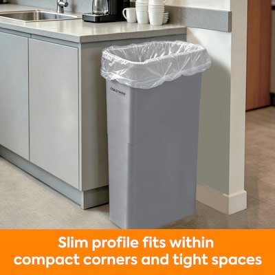 Coastwide Professional™ Slim Plastic Trash Can with no Lid, Gray, 23 Gal. (CW50717)