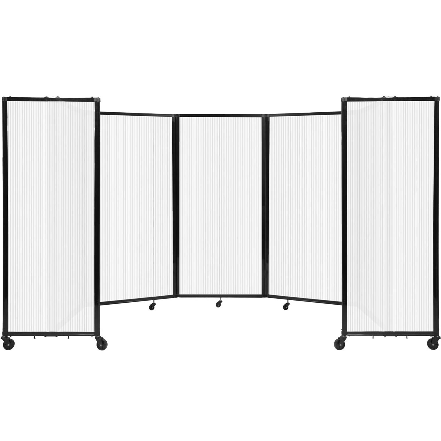 Versare The Room Divider 360 Freestanding Folding Portable Partition, 72H x 168W, Opal Fluted Polycarbonate (1272506)