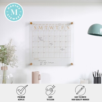 Martha Stewart Grayson Acrylic Gold Print Dry Erase Wall Calendar, 14" x 14" (BRAC3636GDCGD)