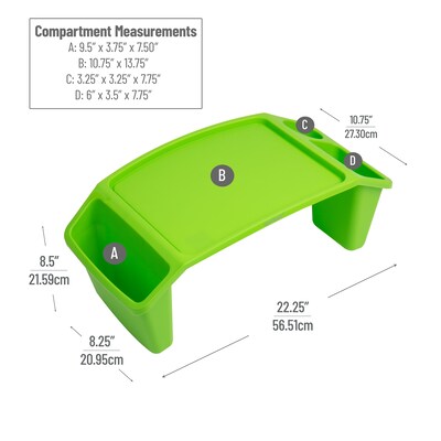 Mind Reader 10.75" x 22.25" Plastic Kids' Lap Desk Activity Tray, Green, 2/Pack (2KIDLAP-GRN)