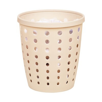 Staples Plastic Trash Can, 2.8 Gallon, Warm White (ST63897)
