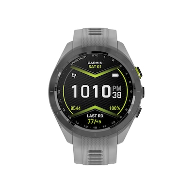 Garmin Approach S70 Golf Smartwatch, GPS, 42mm, Black Ceramic Bezel, Powder Gray Silicone Band (010-02746-01)