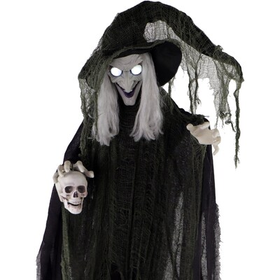 Haunted Hill Farm Life-Size Animatronic Witch with Skull (HHWITCH-4FLSA)