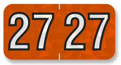 Medical Arts Press Holographic 2027 Year Labels, 3/4 x 1-1/2, Orange, 500/Roll