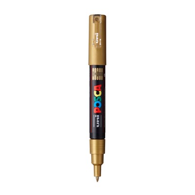 POSCA PC-1M Water Based Paint Marker, Extra Fine Bullet Tip, Gold, 3/Pack (UBCPC1MGOLD-3)