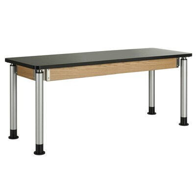 Diversified Woodcrafts Uplift! Hybrid ADA Rectangular Science Table, 72 x 24, Height Adjustable, Black/Oak (P8301K)