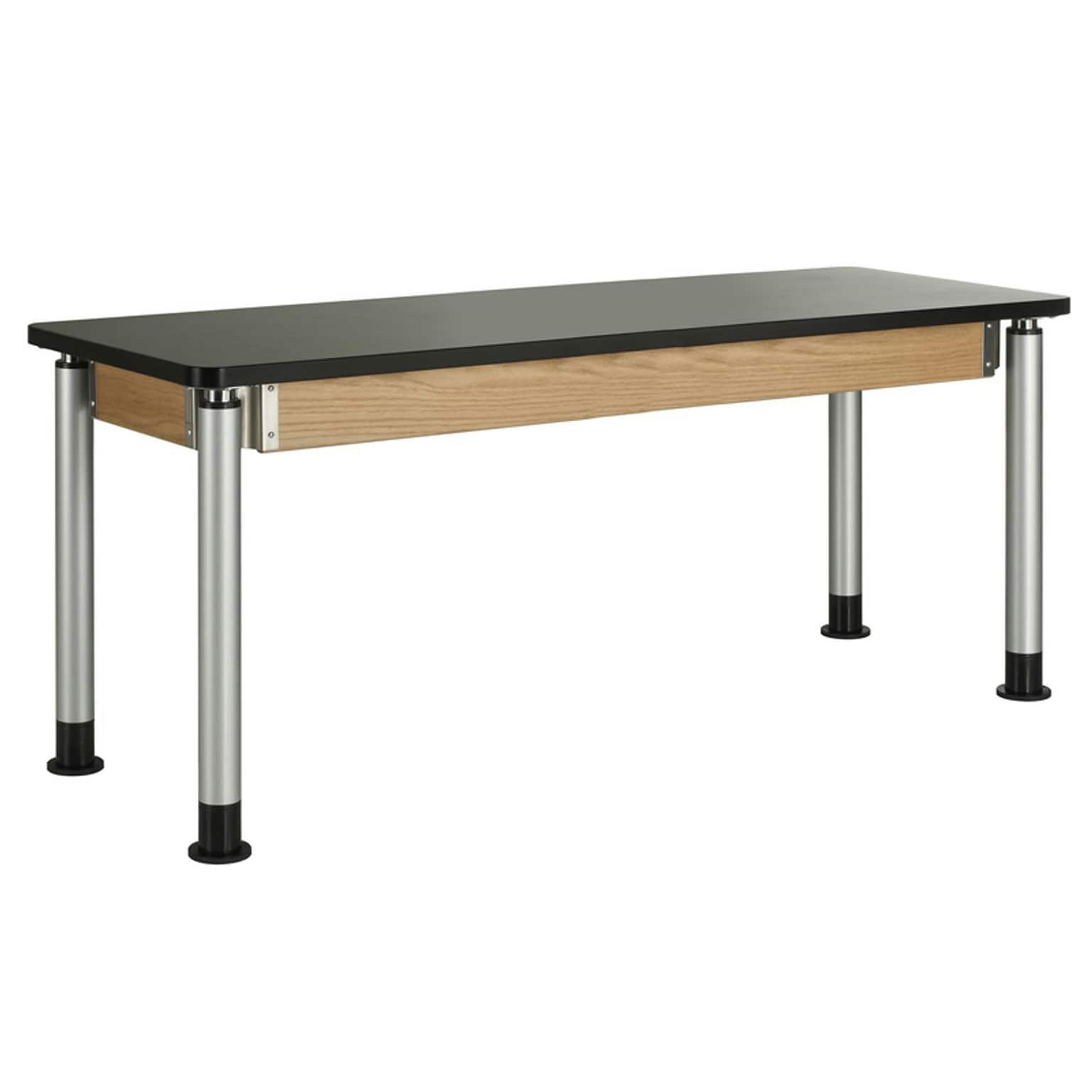 Diversified Woodcrafts Uplift! Hybrid ADA Rectangular Science Table, 72 x 24, Height Adjustable, Black/Oak (P8301K)