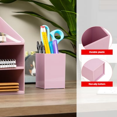 Staples Plastic Pen Cup, Dusty Pink (ST63861)
