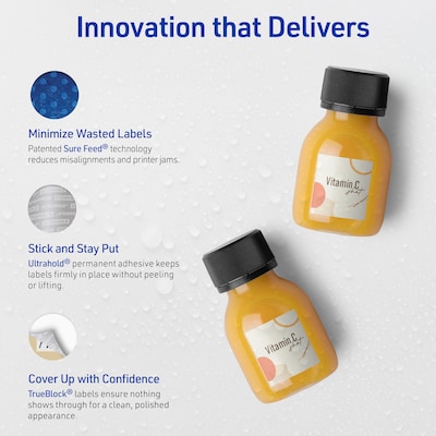 Avery Waterproof Square Laser Multipurpose Labels, 1.5" x 1.5", White, 500/Pack (19479399481)