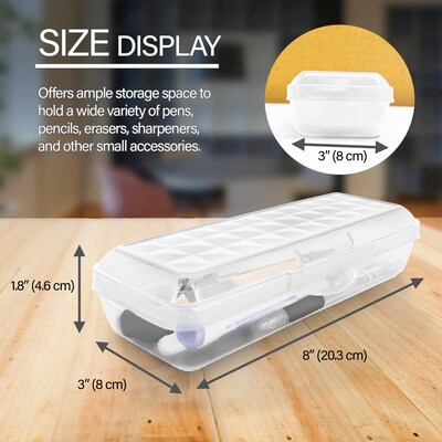 Bazic Plastic Latch Pencil Case, Clear, 12/Bundle (BAZ834-12)
