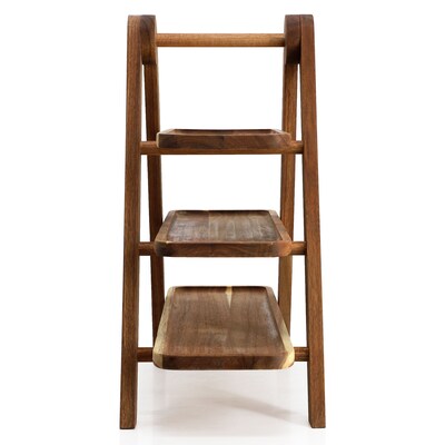 MegaChef Ladder Tray Set, Brown, 3 Tier, 4 Pieces (935122162M)