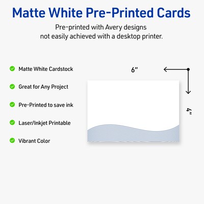 Avery Colorful Design Matte Blank Card, White, 20/Pack (S00-EV9)