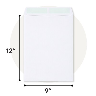 Staples 9 x 12 Gummed Catalog Envelopes, White Wove, Strong Adhesive Flap, Durable Mailing Envelopes, 250/Box