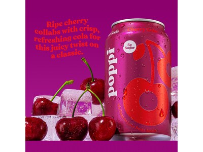 Poppi Prebiotic Cherry Cola Soda, 12 fl. oz., 12 Cans/Case (XNA71106)