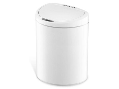 Nine Stars Plastic Sensor Trash Can, 2.6-Gallon, White (DZT-10-29)