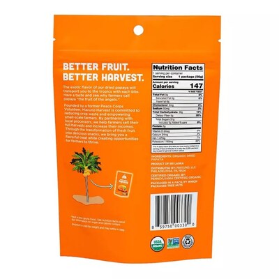 Mavuno Harvest Gluten Free Organic Dried Papaya Fruit Snacks, 2 oz., 6 Bags/Pack (MAHW-PPYA2OZ6PK)