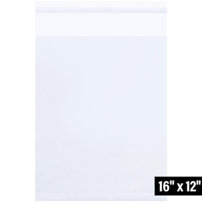 12" x 16" Reclosable Poly Bag, 1.6 Mil, Clear, 1000/Carton (PBR133)