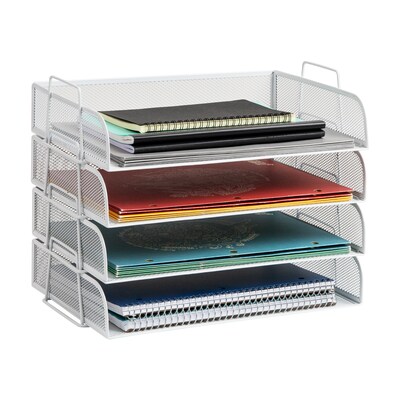 Mind Reader Metal Side Loading Stackable Letter Tray, White (DSTACK4-WHT)