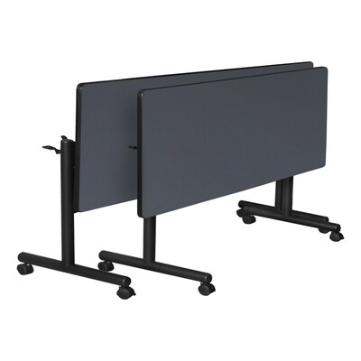 Regency Kobe 84" Flip Top Mobile Grey Training Table & 3 'M' Stack Chairs, Blue (MKFT8424GY47BE)