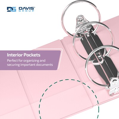 Davis Group, 2", 8.5" x 11", Round Ring View Binder, Assorted Pastel Colors, 6/Pack (7413-88-04)