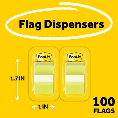 Post-it® Flags, 1" Wide, Green, 100 Flags/Pack (680-BG2)